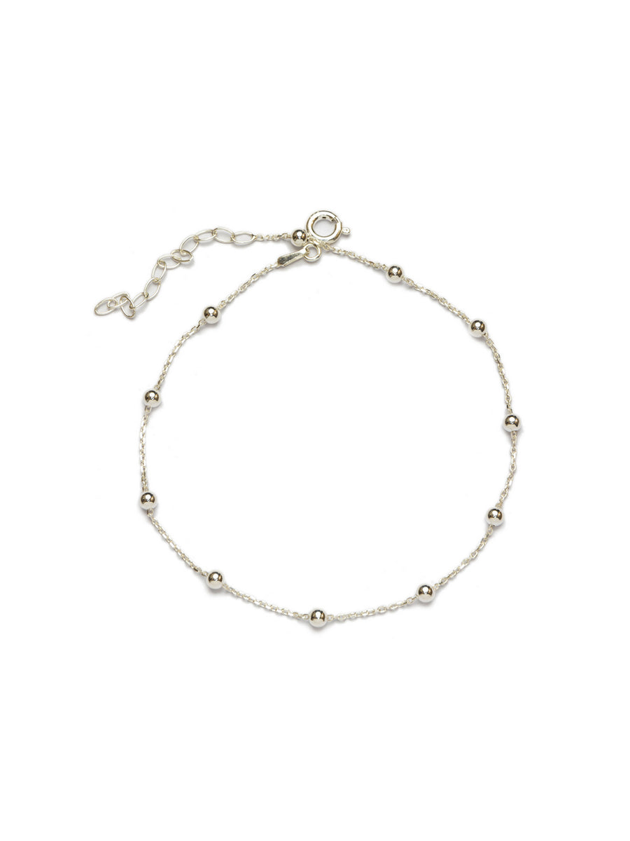 Tobillera bolitas de plata