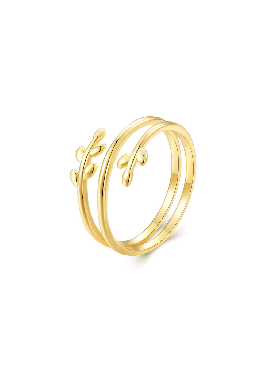 Anillo abierto hojas oro