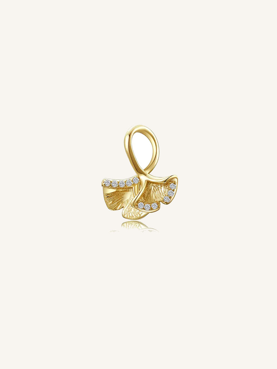 Charm Ginkgo plata ley acando en oro para puleras tipo Pandora
