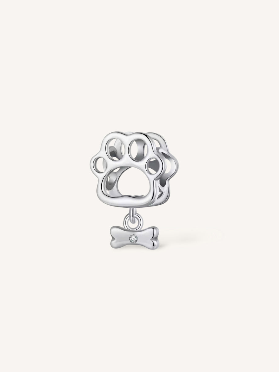 Charm de plata con huella de perro compatible con Pandora.