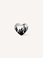 Charm corazon bicolor plata de primera ley con esmalte negro y compatible Pandora.