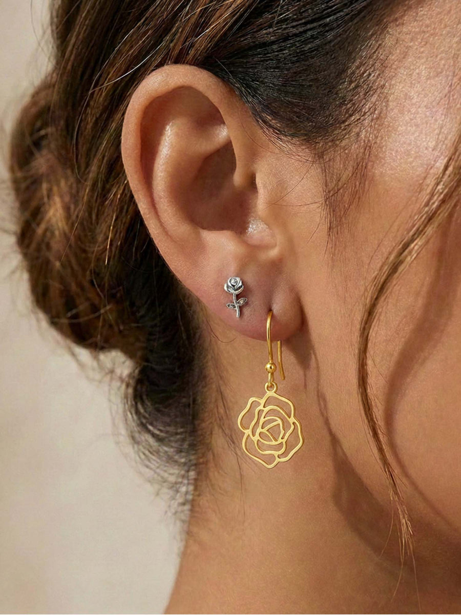 Pendientes rosa eterna