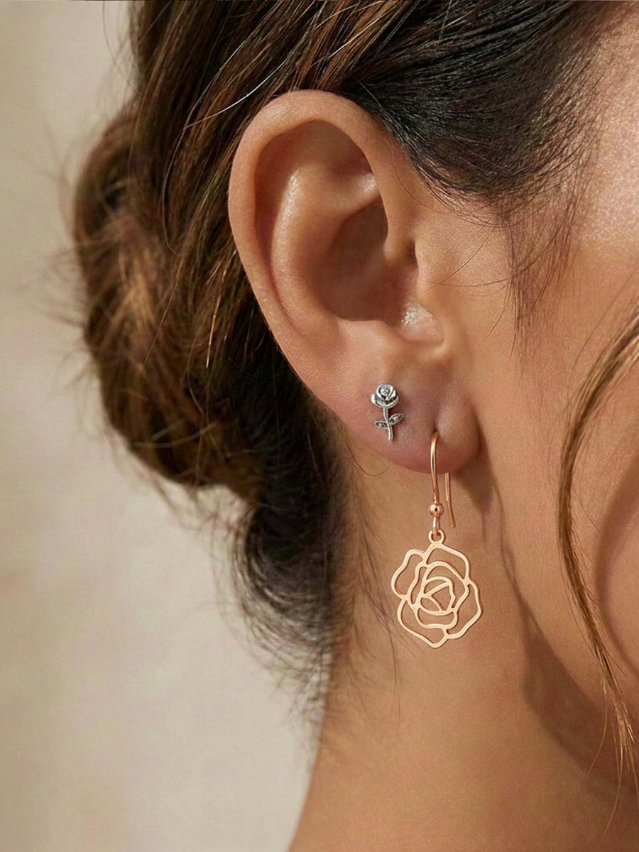 Pendientes rosa eterna