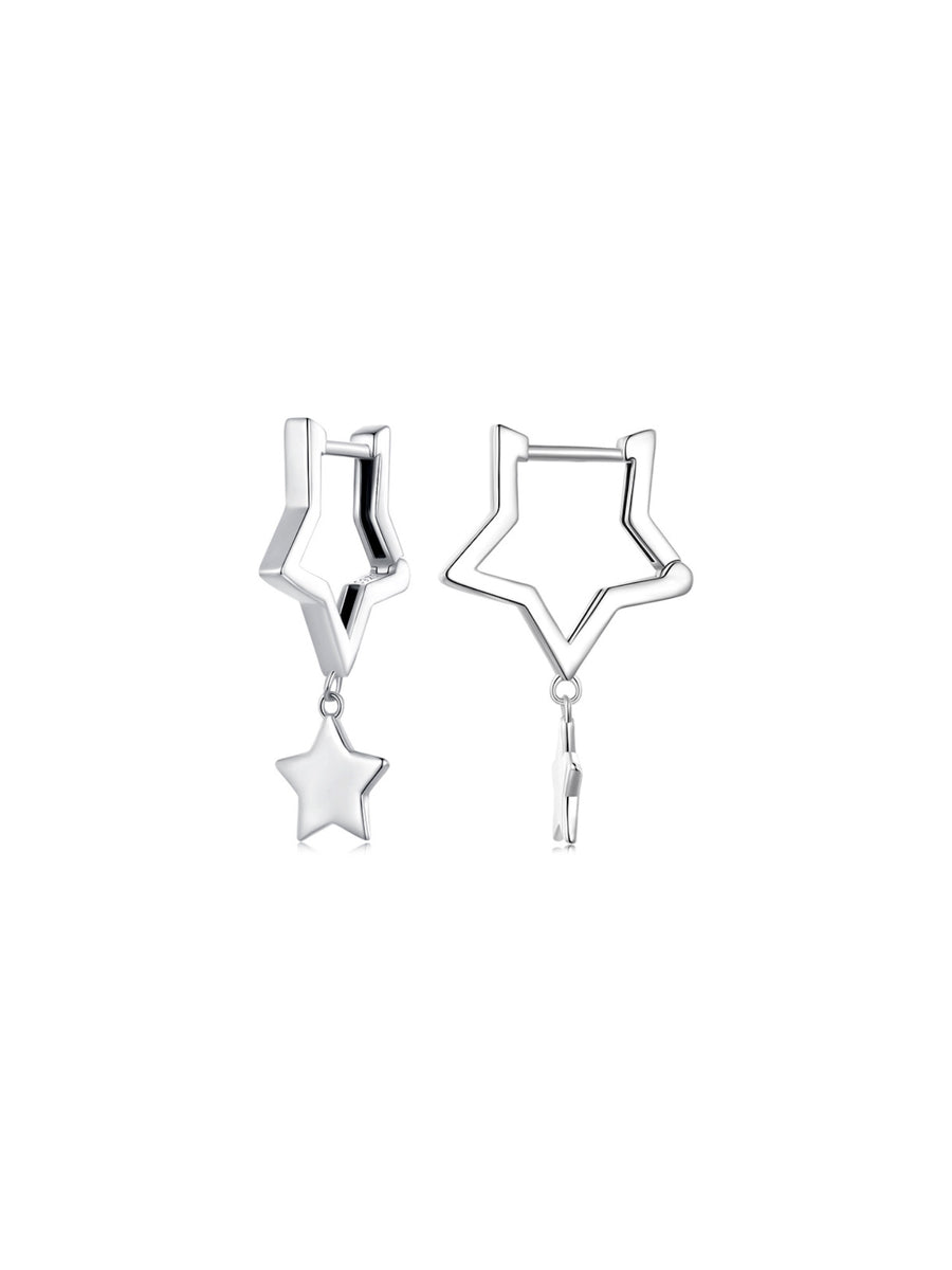 Pendientes aro estrella doble