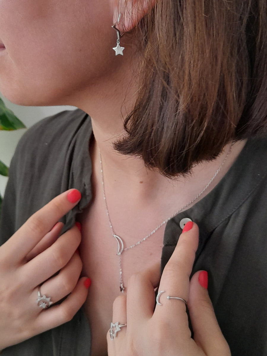 Pendientes aro estrella doble