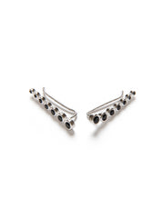 Pendientes trepadores de plata de ley para mujer compuestos de circonitas negras.