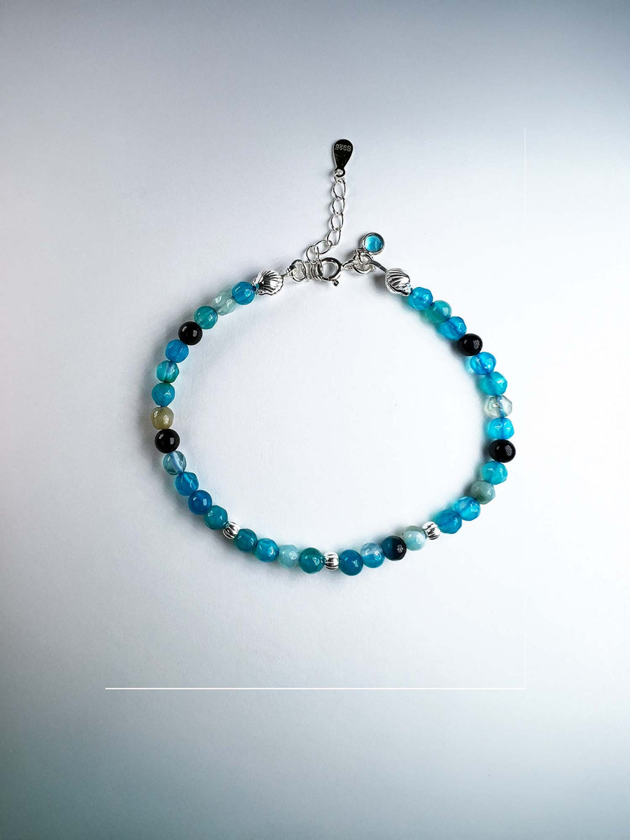 Pulsera de piedra natural con agata y onix, en plata de primera ley.