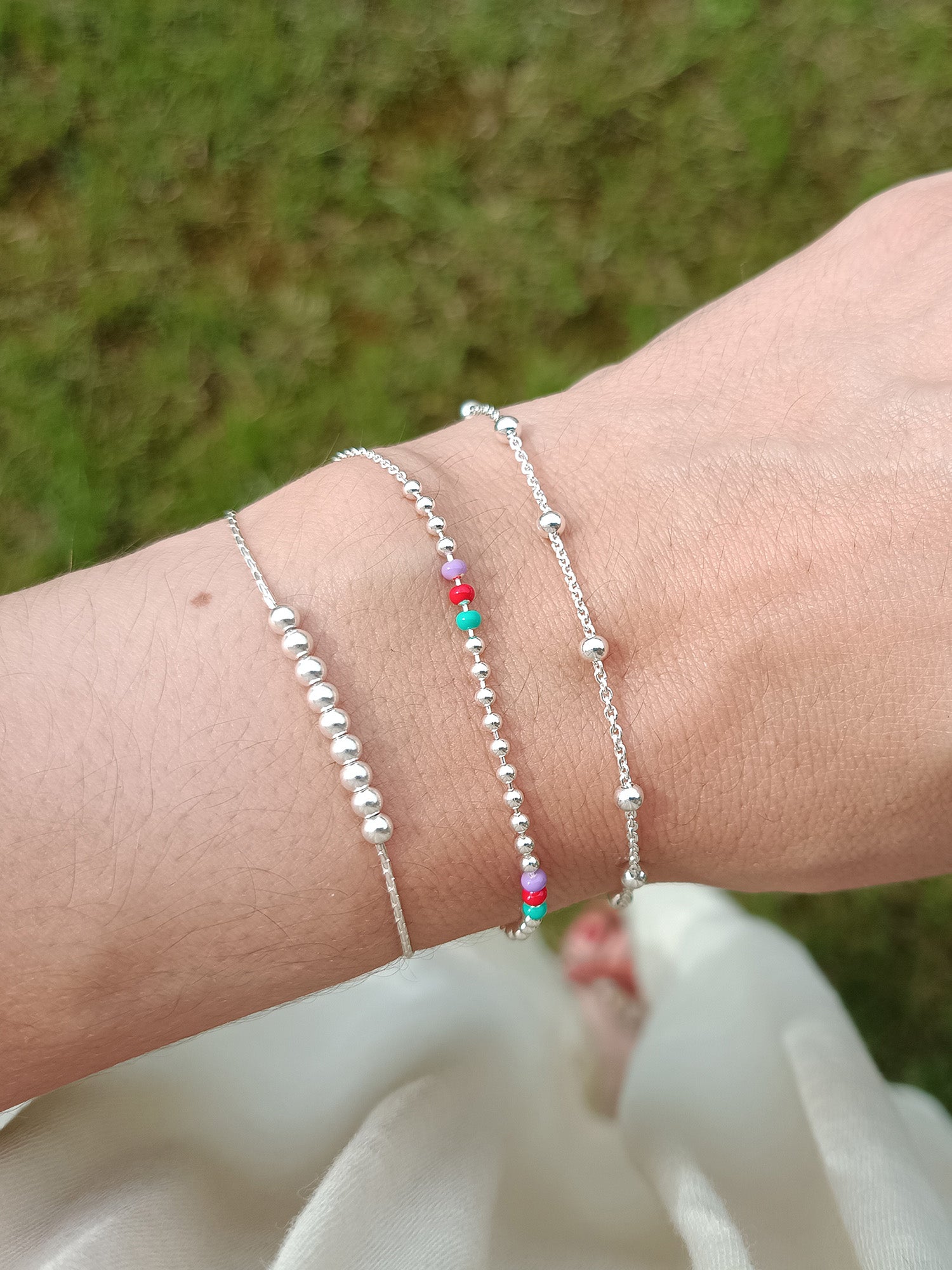 Pulsera bolitas de plata