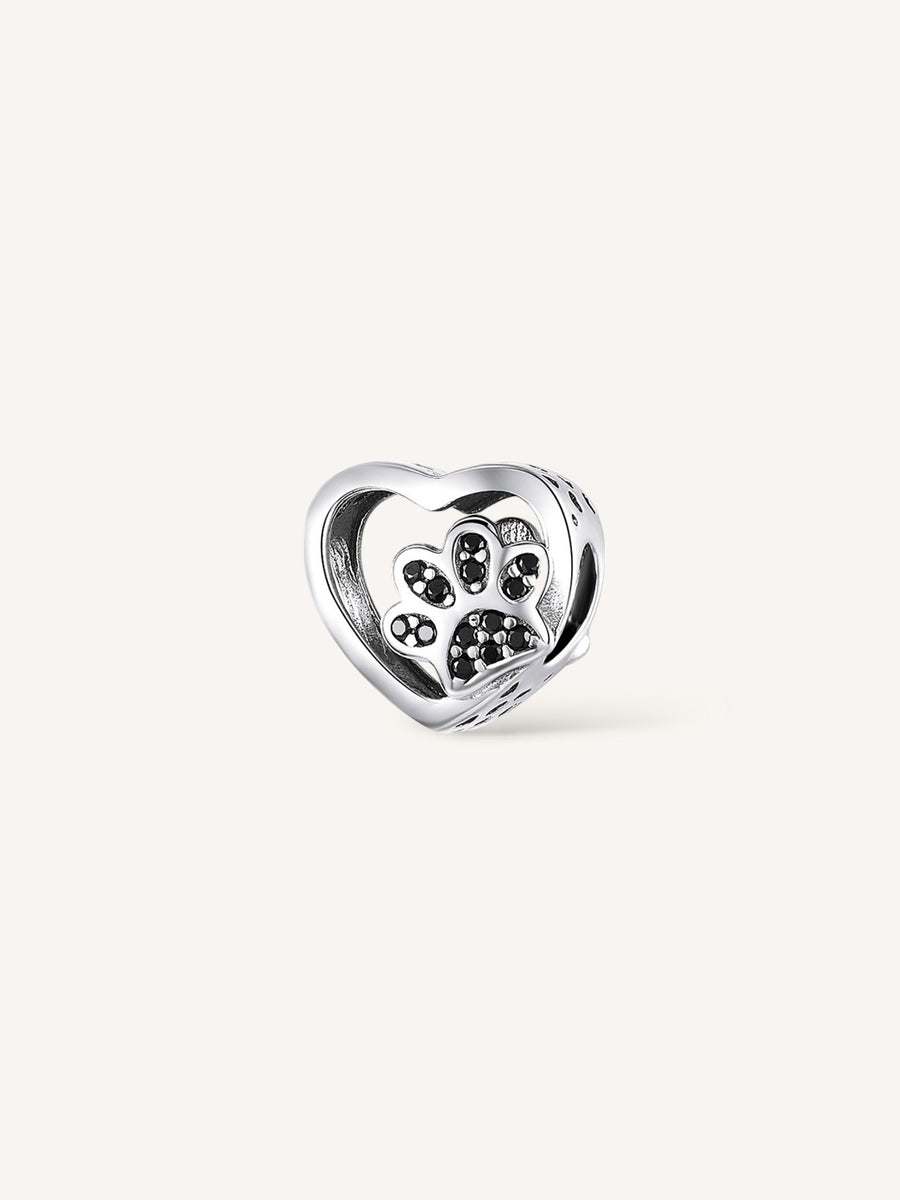 Charm corazón huella mascota