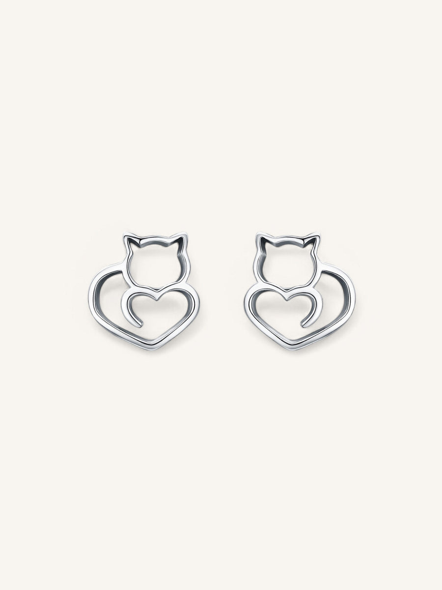 Pendientes gato corazón