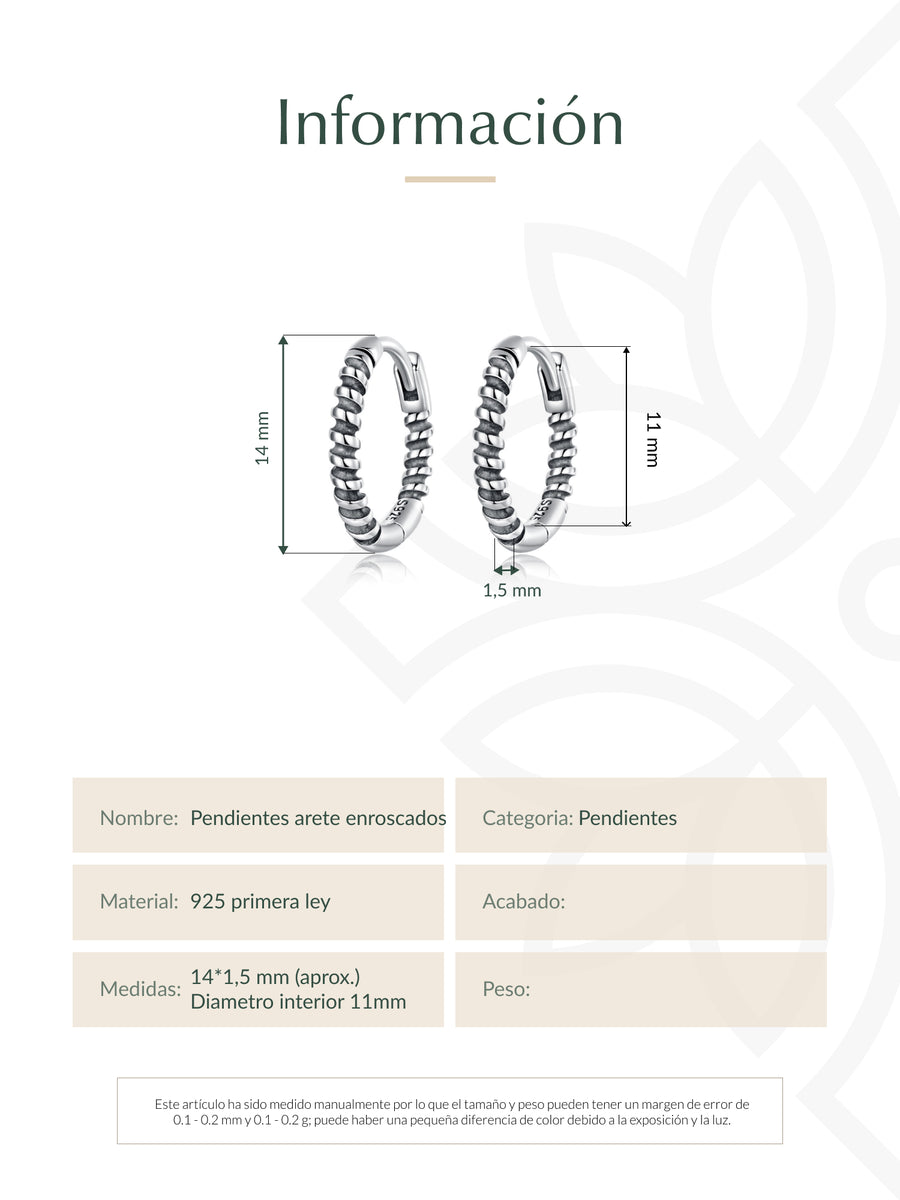 Pendientes arete enroscado