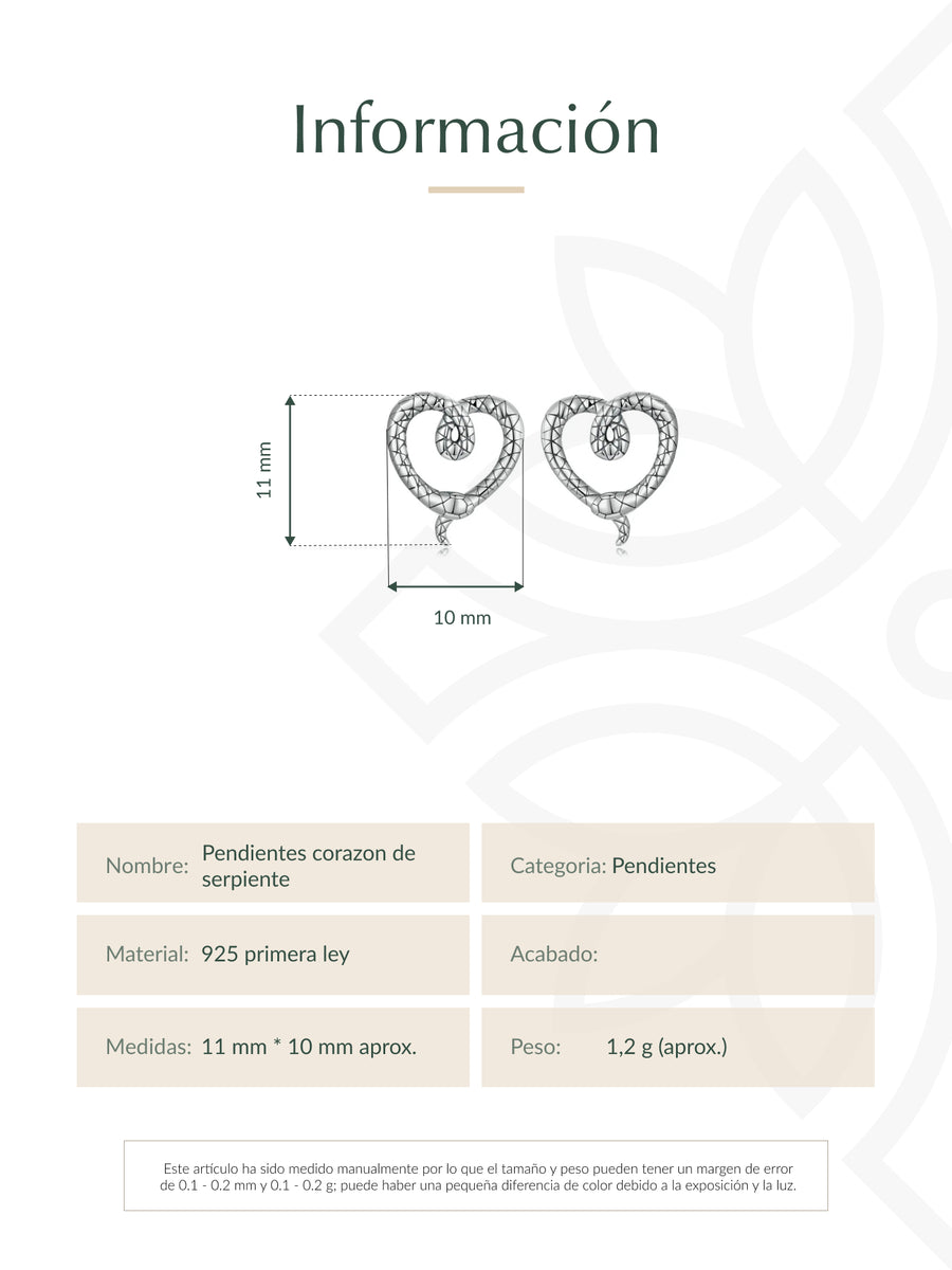 Pendientes corazon de serpiente